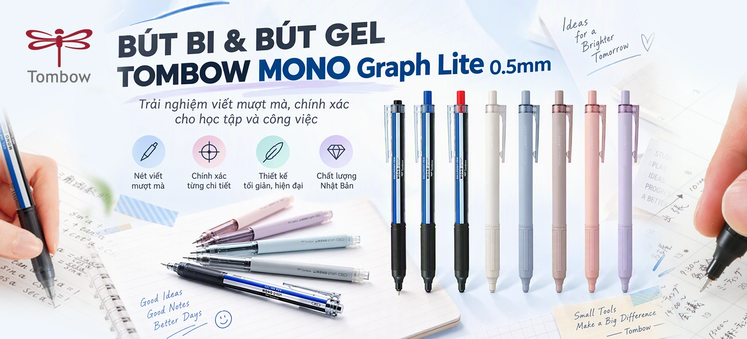 Bút Bi và Bút Gel Tombow MONO Graph Lite – Viết Sắc Nét, Mượt Mà Cho Văn Phòng